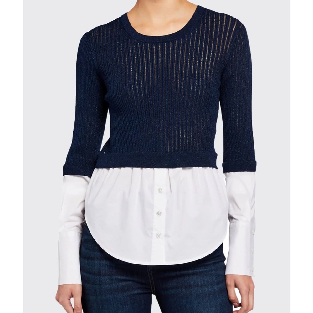Veronica Beard Kaley Mixed-Media Sweater